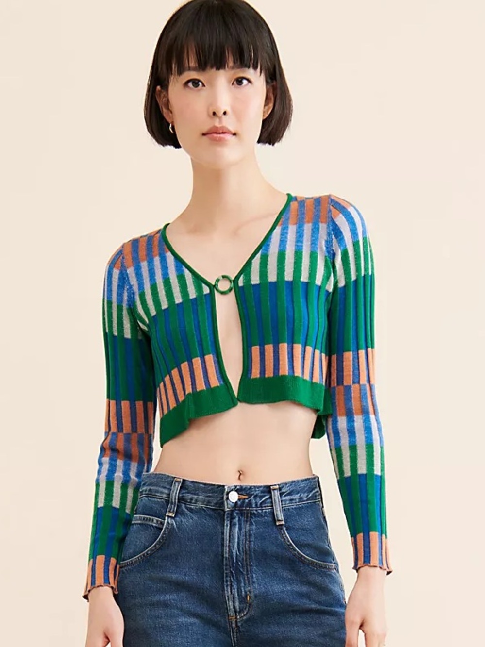 Nuuly x Find Me Now Colorblock Knit Cropped Cardigan